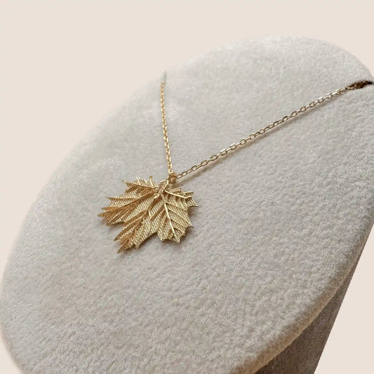 Anadolu Juweliere 14 Karat Goldkette mit detailliertem Ahornblatt-Design
