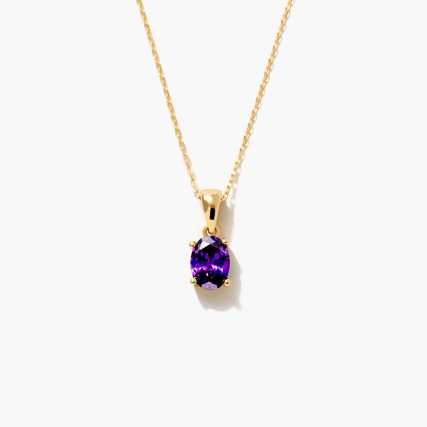 Ankerkette mit Amethyst-Anhänger in 10K, 14K & 18K Echtgold, elegant polierte Oberfläche, Karabinerverschluss, klassisches Design

