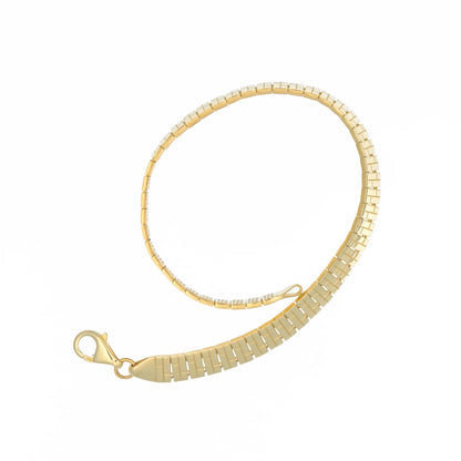 Echtgold Armband mit Brikett-Muster-Oberfläche, Schlangenkette Stil und Karabinerverschluss – 14K (585er) Gold