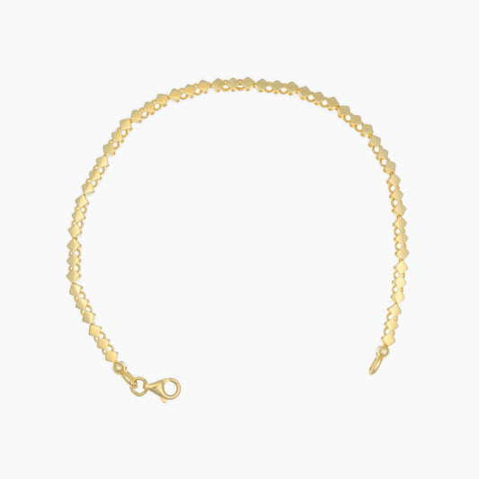 Kubisches Kettenglieder-Armband aus 14K Echtgold, Länge 17 cm + 2 cm Verlängerung, Karabinerverschluss