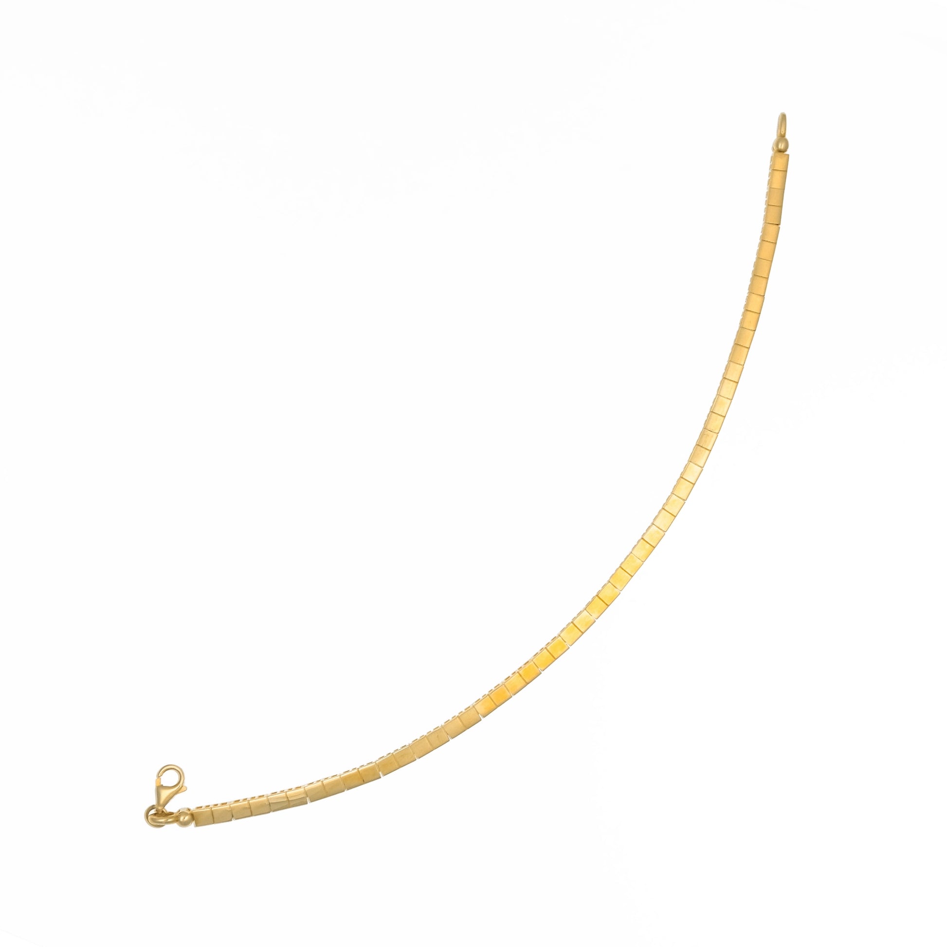 Rechteck-Glied-Armband aus 14K Echtgold, kubisches Design, Länge 17,5 cm, Karabinerverschluss