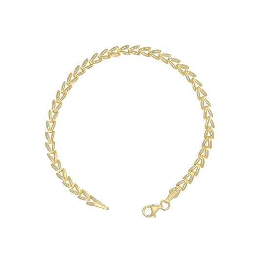 Weizen-Spike Armband aus 14K (585er) Echtgold, 17 cm Länge, Karabinerverschluss, luxuriöser Kettenstil